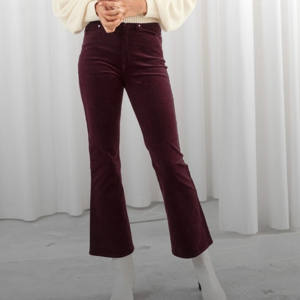 & Other Stories Corduroy Pants Cranberry Size 2 NWT